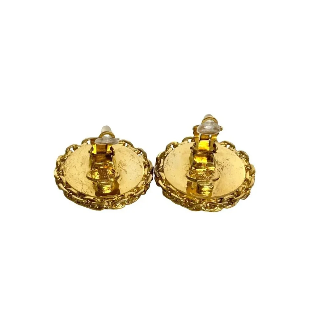 CHANEL Gold Logo Earrings